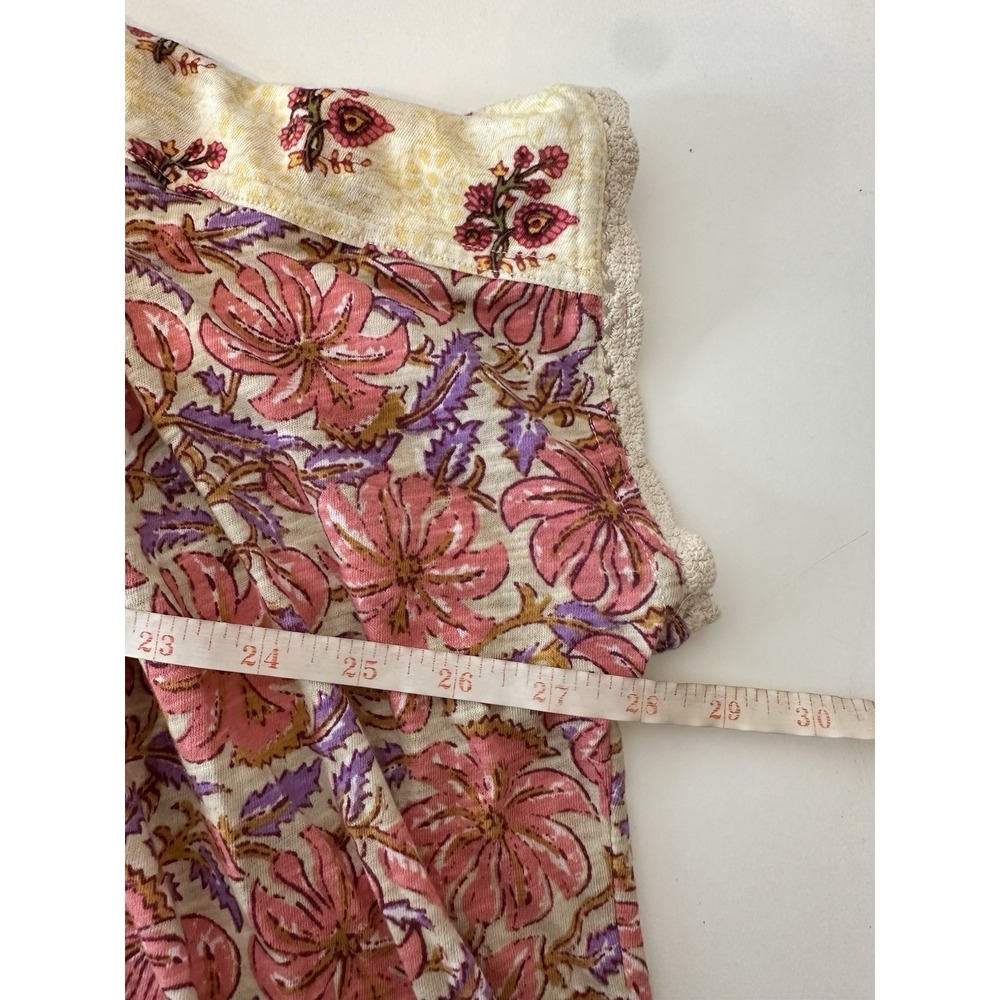 Free People Top Women Médium Floral Crochet Short Sleeve Crop Bohemian‎ Fairy - Picture 8 of 11